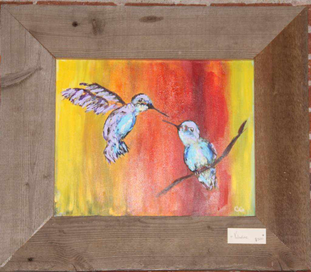 Hummingbird Valentine Painting